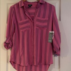 a.n.a Women's Button Down Shirt in Pink Stripes